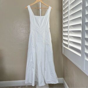 Commense White 100% Cotton Lace Up Back Maxi Dress Small NWT Pockets